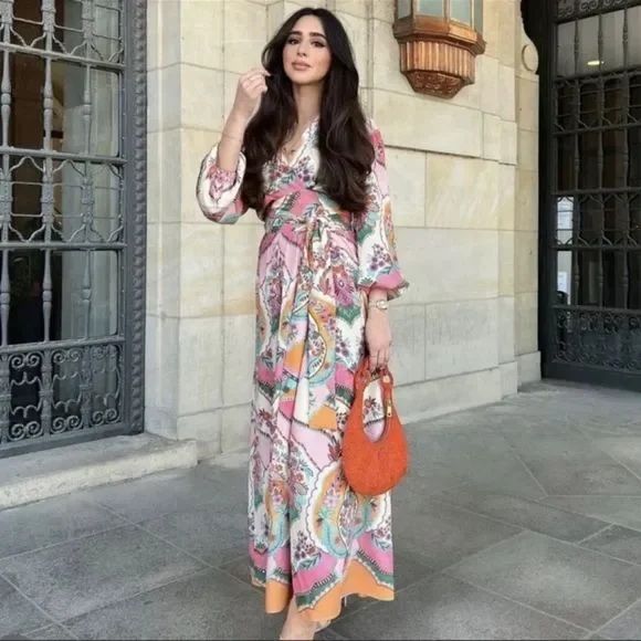 ZARA PRINTED WRAP DRESS - Picture 3 of 7